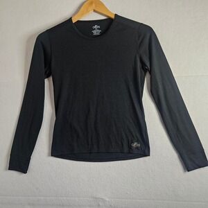 Hot Chillys Womens Black Thermal Base Layer Long Sleeve Crew Neck Top Large